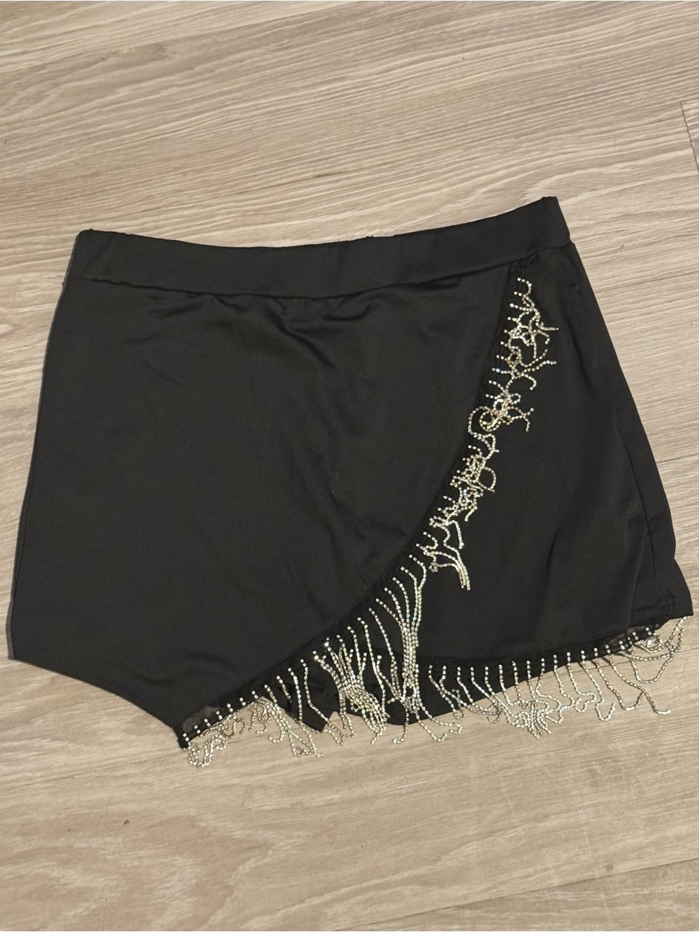 SHEIN Black Shorts with Gold Beaded Fringe